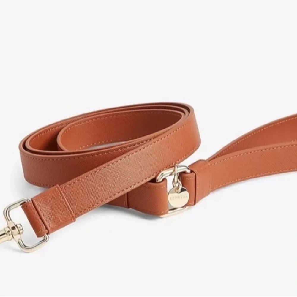 Express Tan Faux Leather 58” Dog Leash and Bag Set- NWT